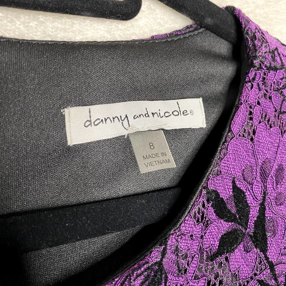 Danny & Nicole Floral Lace Velvet Fit & Flare Dress Purple Black Halloween 8 - Picture 3 of 15